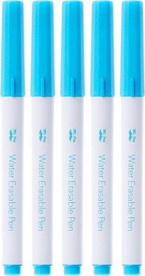 Fabric Markers for Sewing, 5 Pack, Blue, Erasable, Water Soluble Fabric Marker, Fabric Pens for Sewing Erasable, Washable Fabric Marker, Water Soluble Pen, Fabric Marking Pens for Sewing